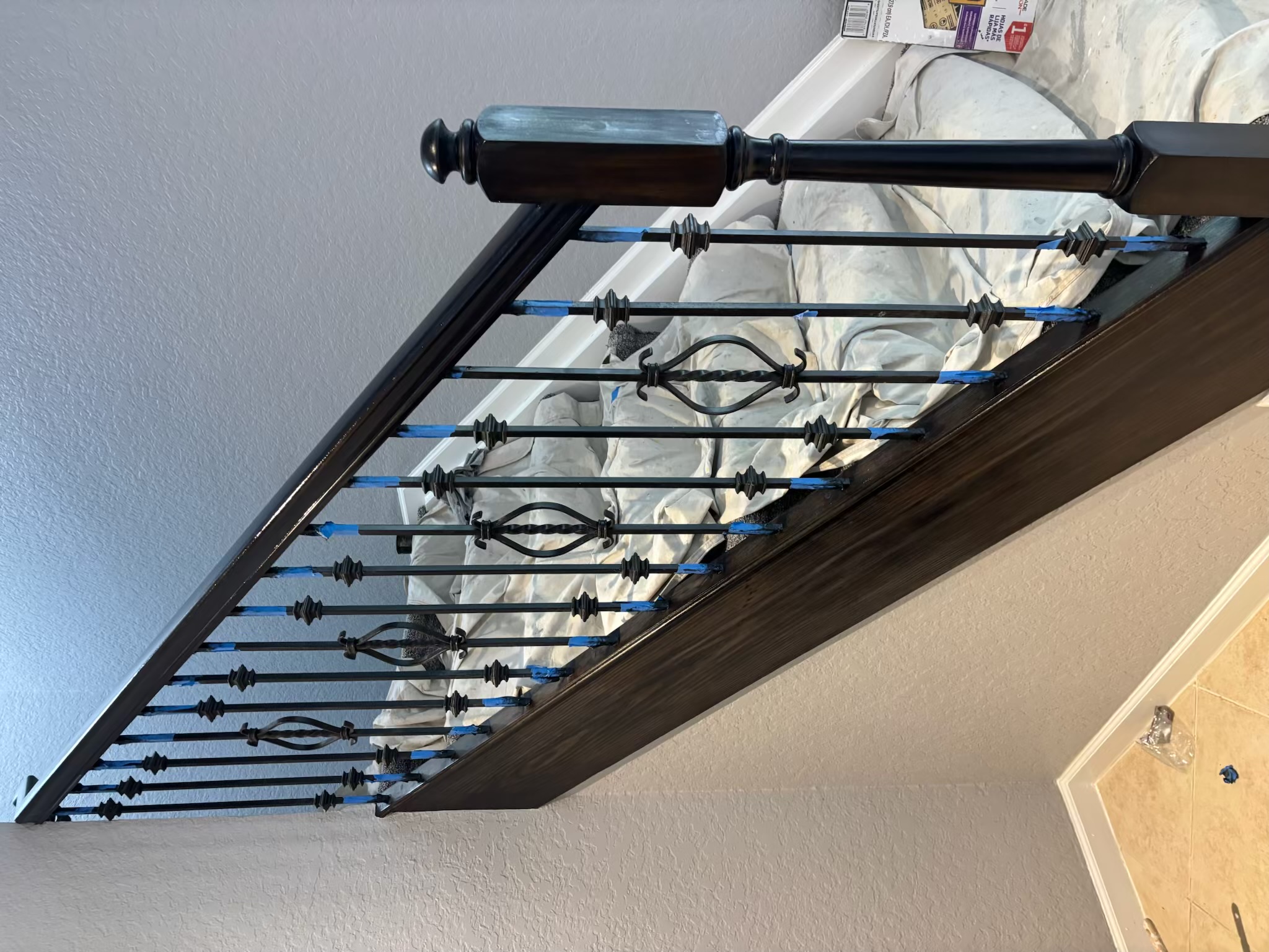 Dark stair railing refinishing project